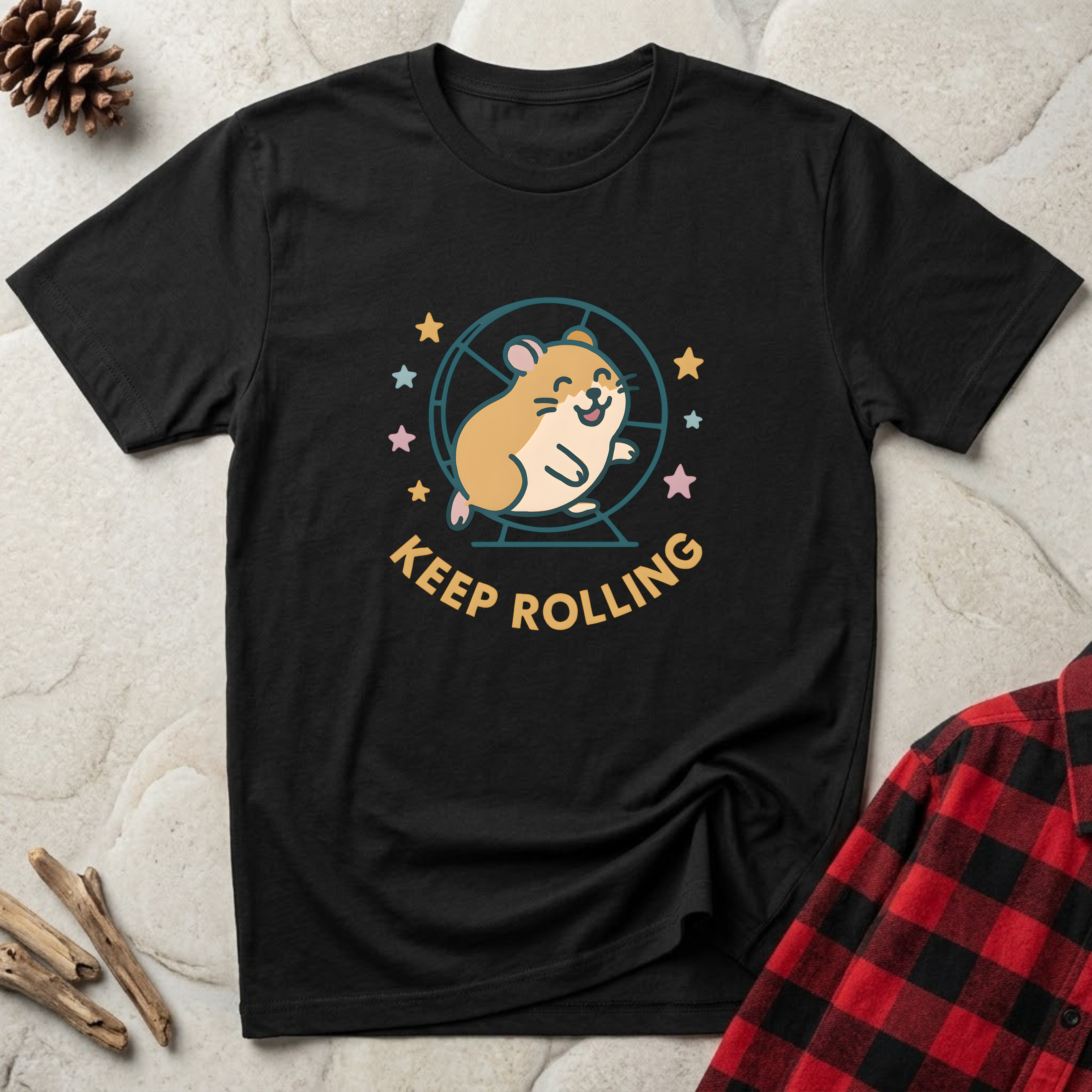 Keep Rolling T-Shirt | Funny Hamster Lover Tee | Cute Hamster Wheel Gift
