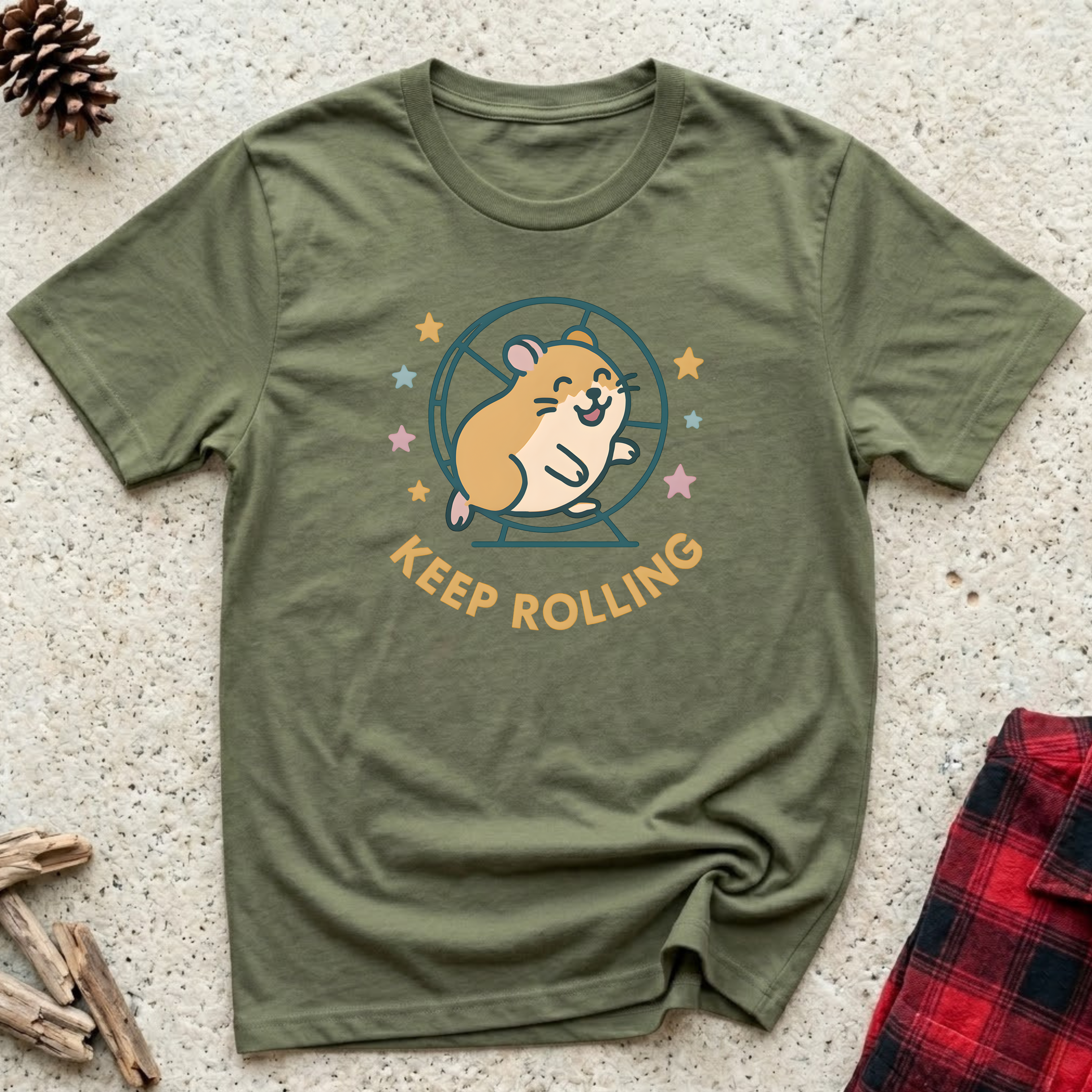 Keep Rolling T-Shirt | Funny Hamster Lover Tee | Cute Hamster Wheel Gift