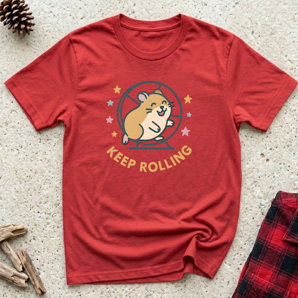 Keep Rolling T-Shirt | Funny Hamster Lover Tee | Cute Hamster Wheel Gift