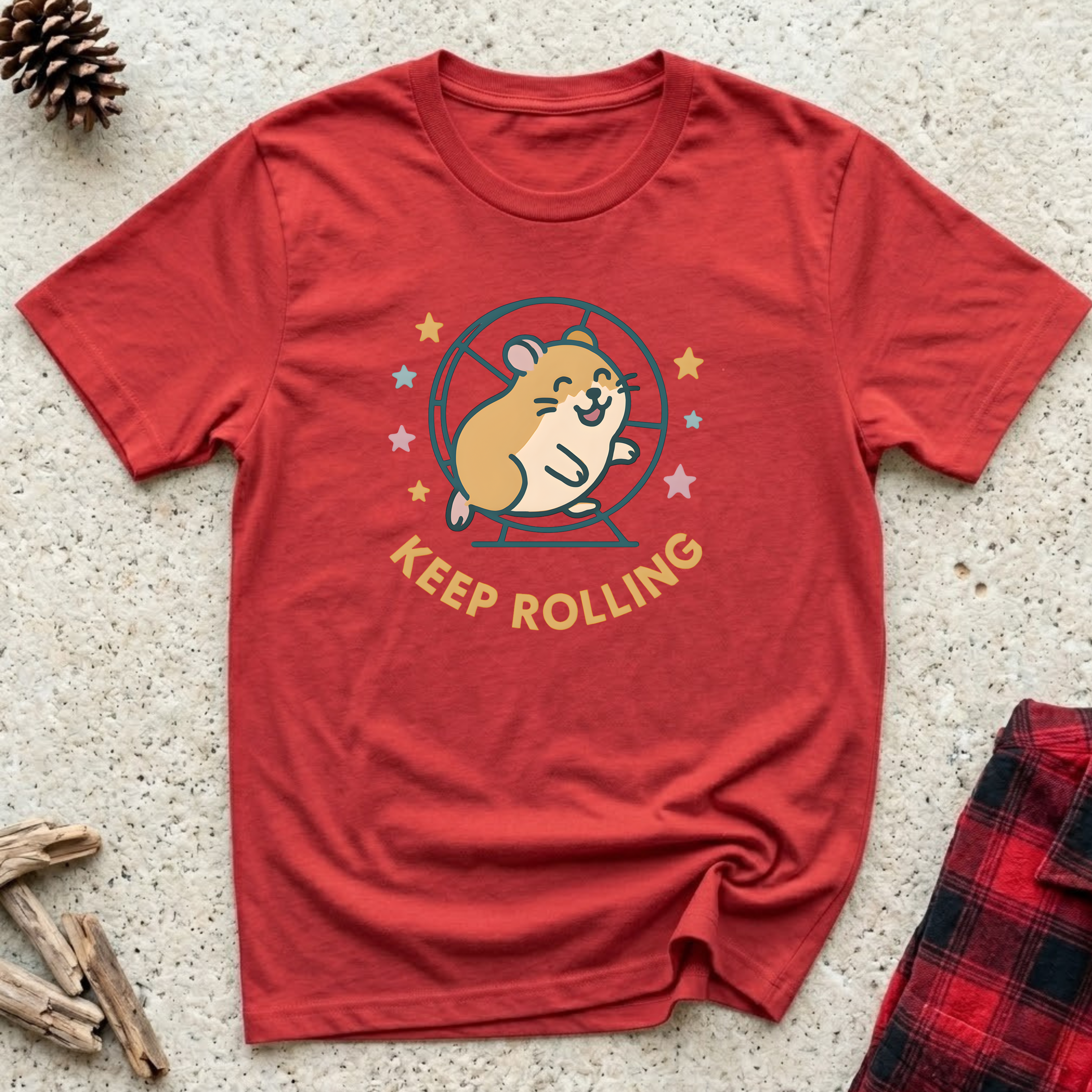 Keep Rolling T-Shirt | Funny Hamster Lover Tee | Cute Hamster Wheel Gift