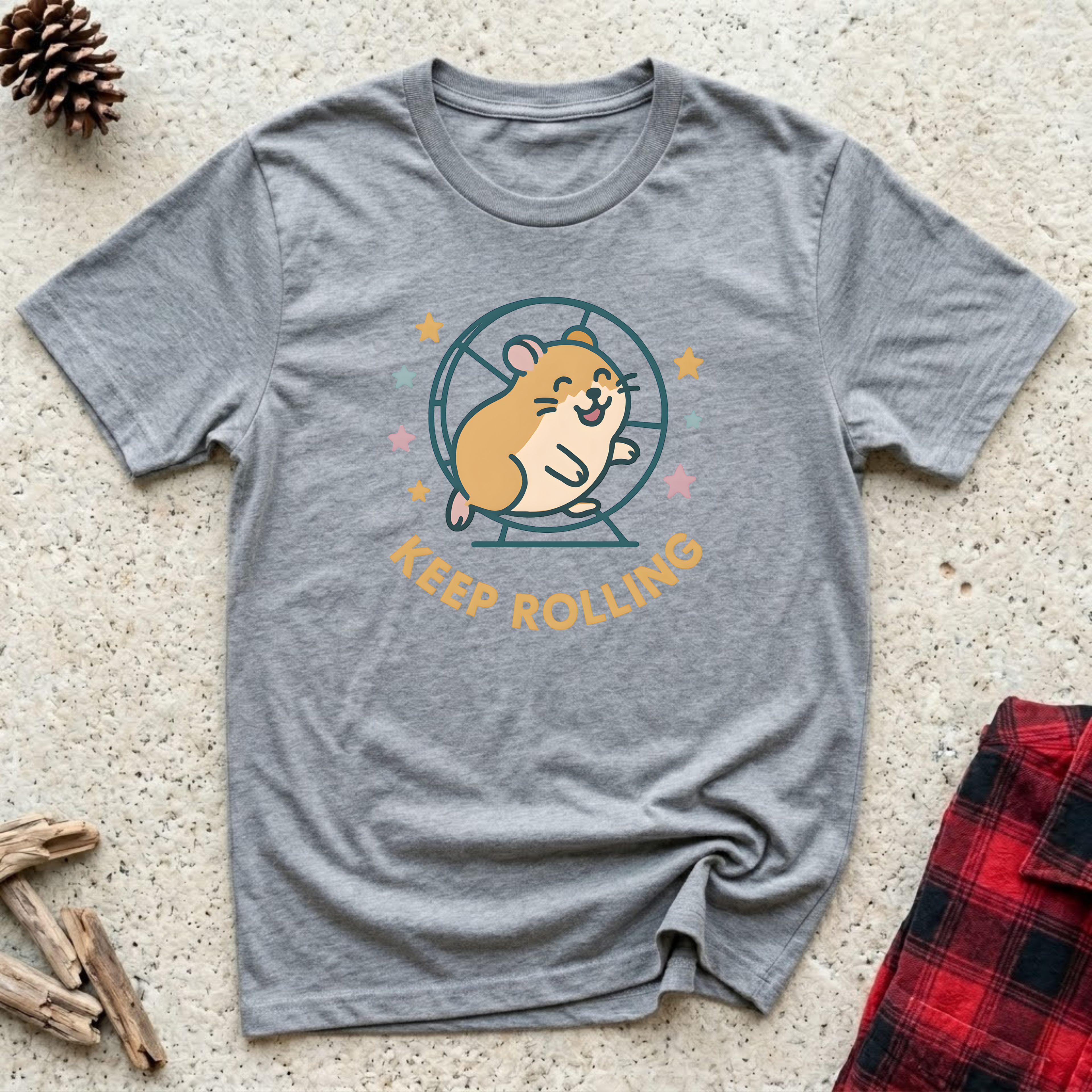 Keep Rolling T-Shirt | Funny Hamster Lover Tee | Cute Hamster Wheel Gift