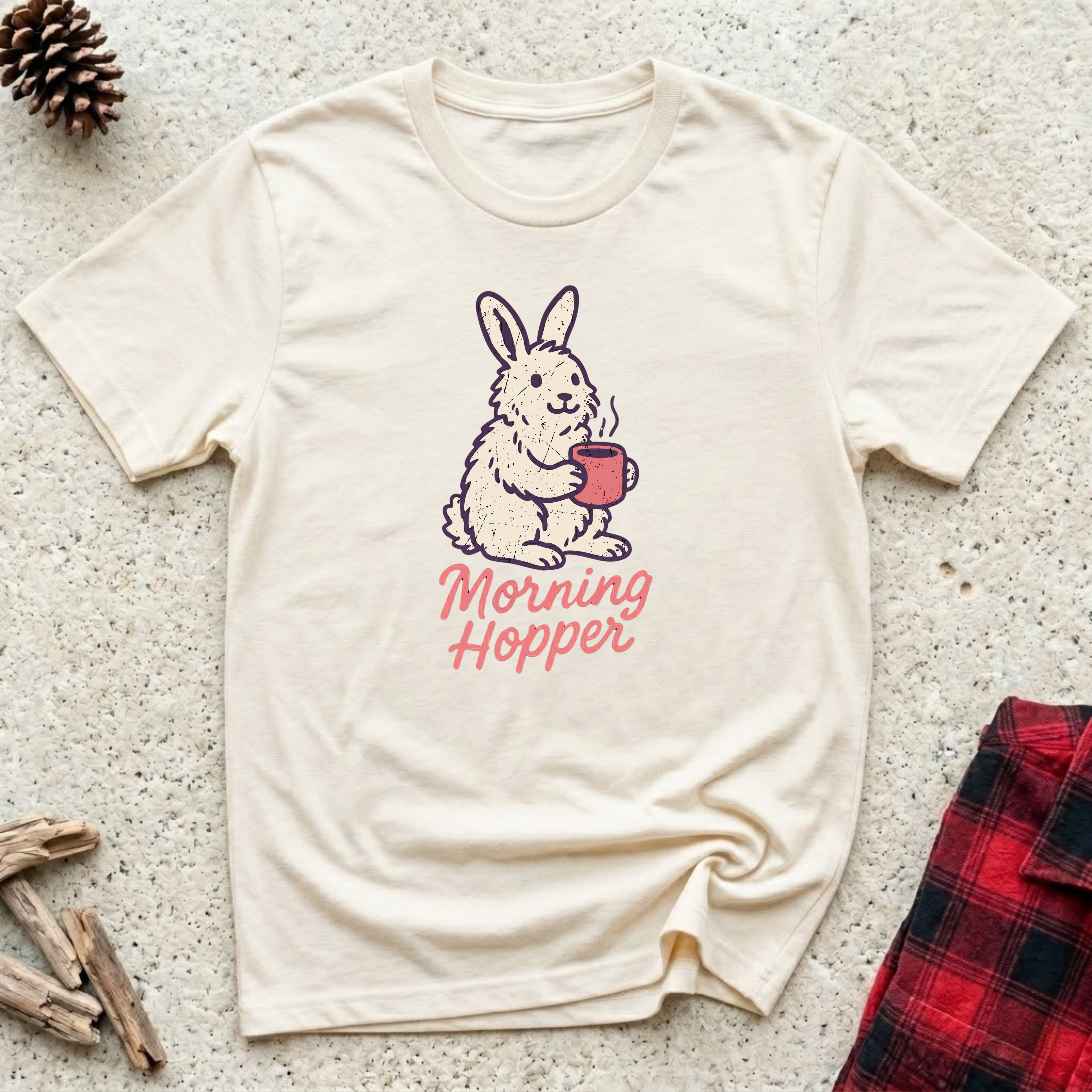 Morning Hopper T-Shirt | Funny Rabbit Coffee Lover Tee | Bunny Owner Gift