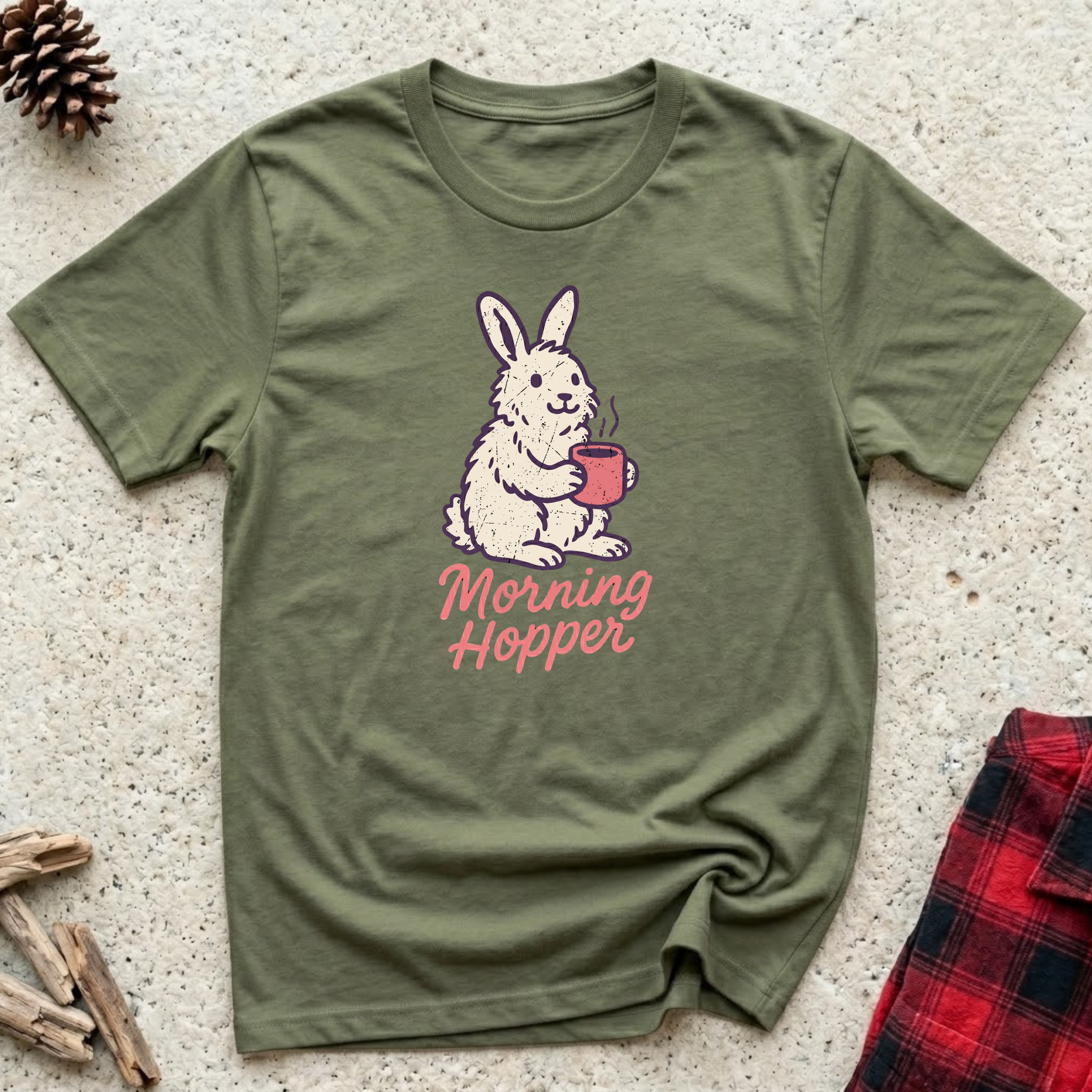Morning Hopper T-Shirt | Funny Rabbit Coffee Lover Tee | Bunny Owner Gift