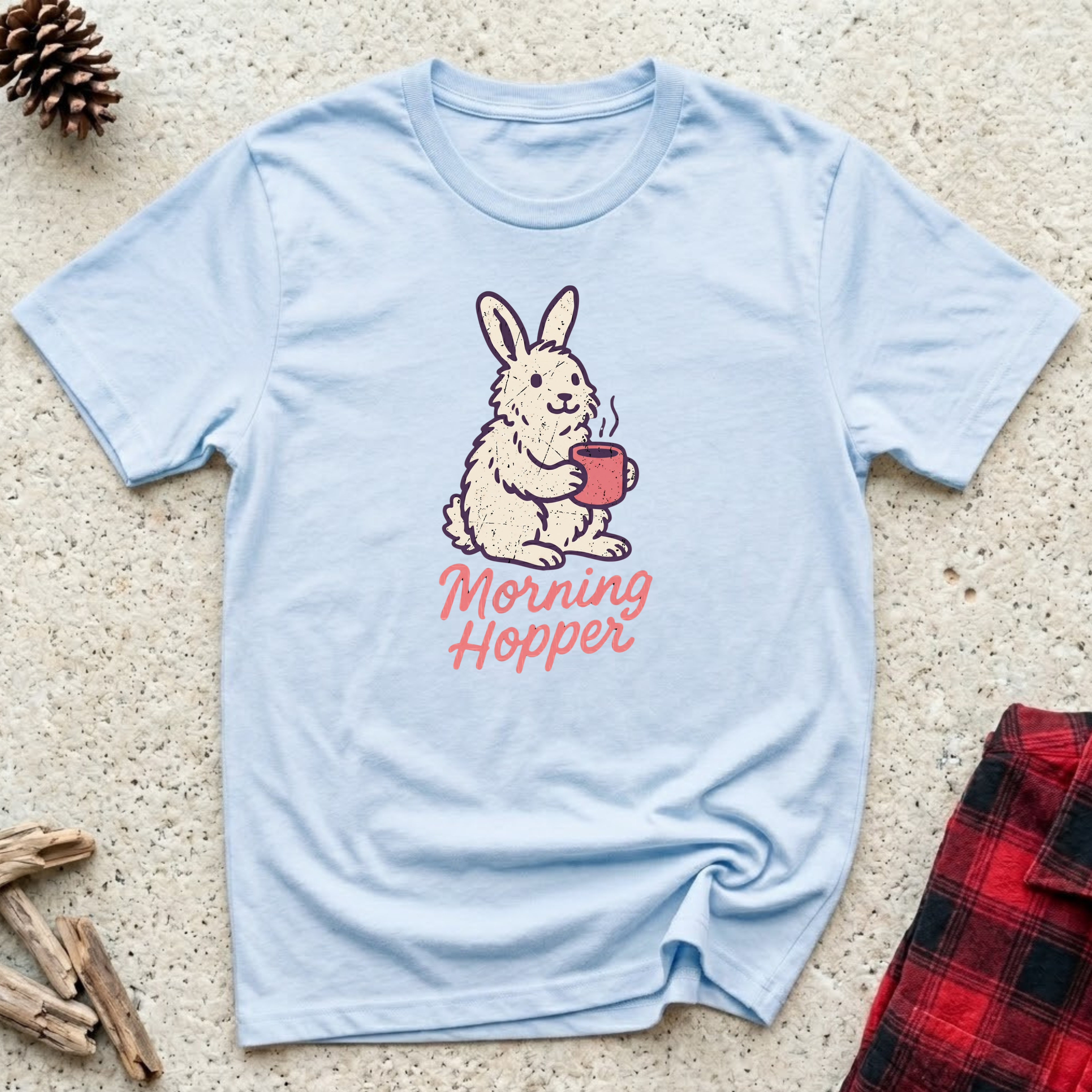 Morning Hopper T-Shirt | Funny Rabbit Coffee Lover Tee | Bunny Owner Gift
