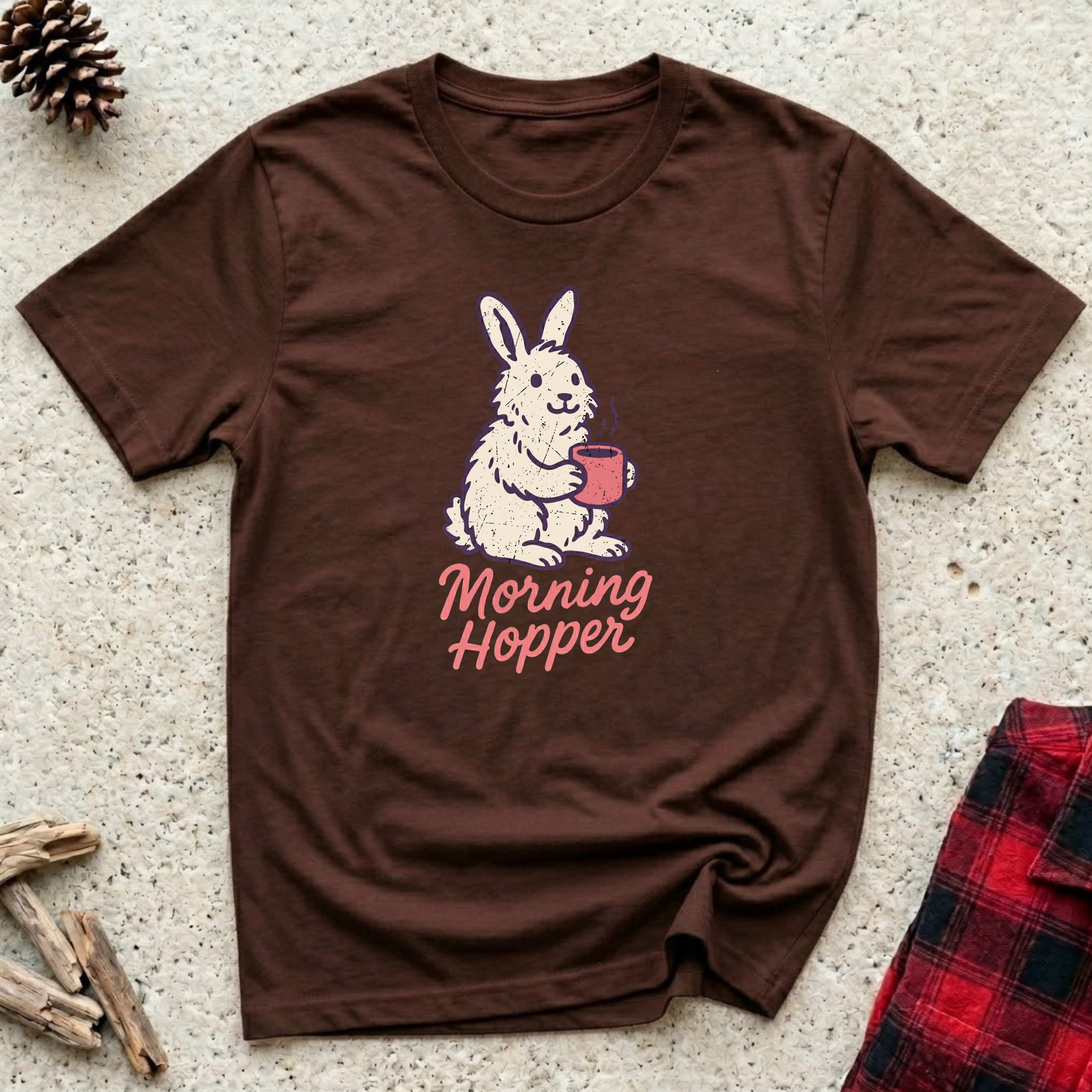 Morning Hopper T-Shirt | Funny Rabbit Coffee Lover Tee | Bunny Owner Gift