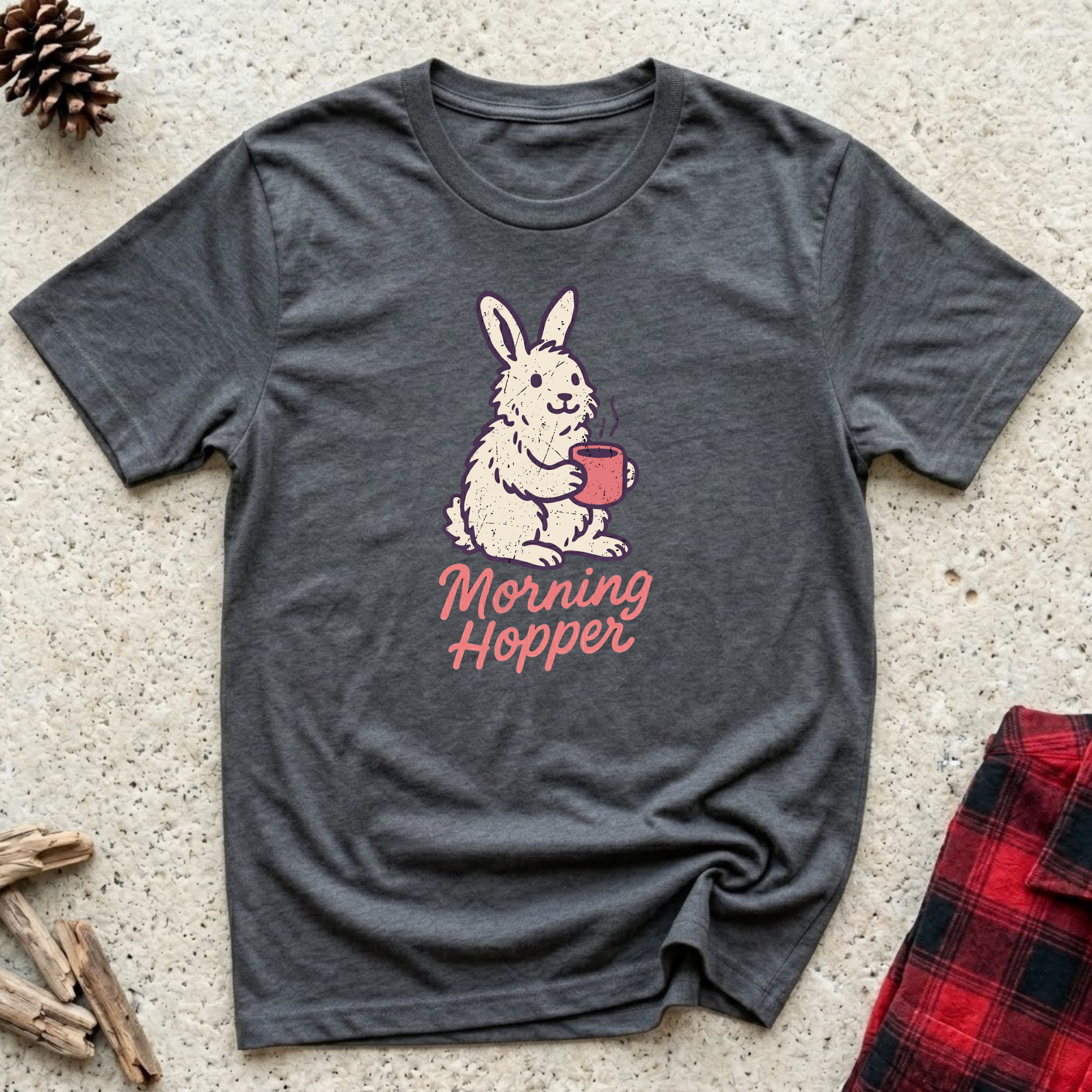 Morning Hopper T-Shirt | Funny Rabbit Coffee Lover Tee | Bunny Owner Gift
