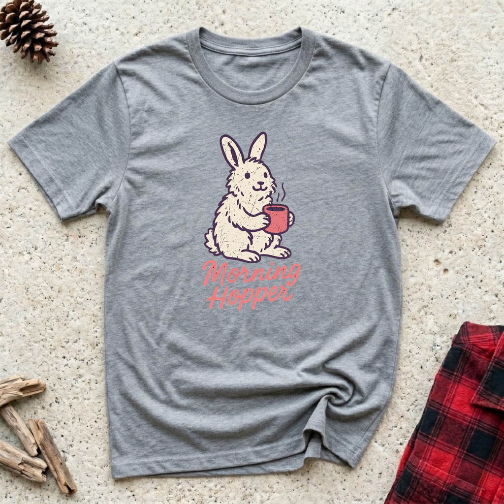 Morning Hopper T-Shirt | Funny Rabbit Coffee Lover Tee | Bunny Owner Gift