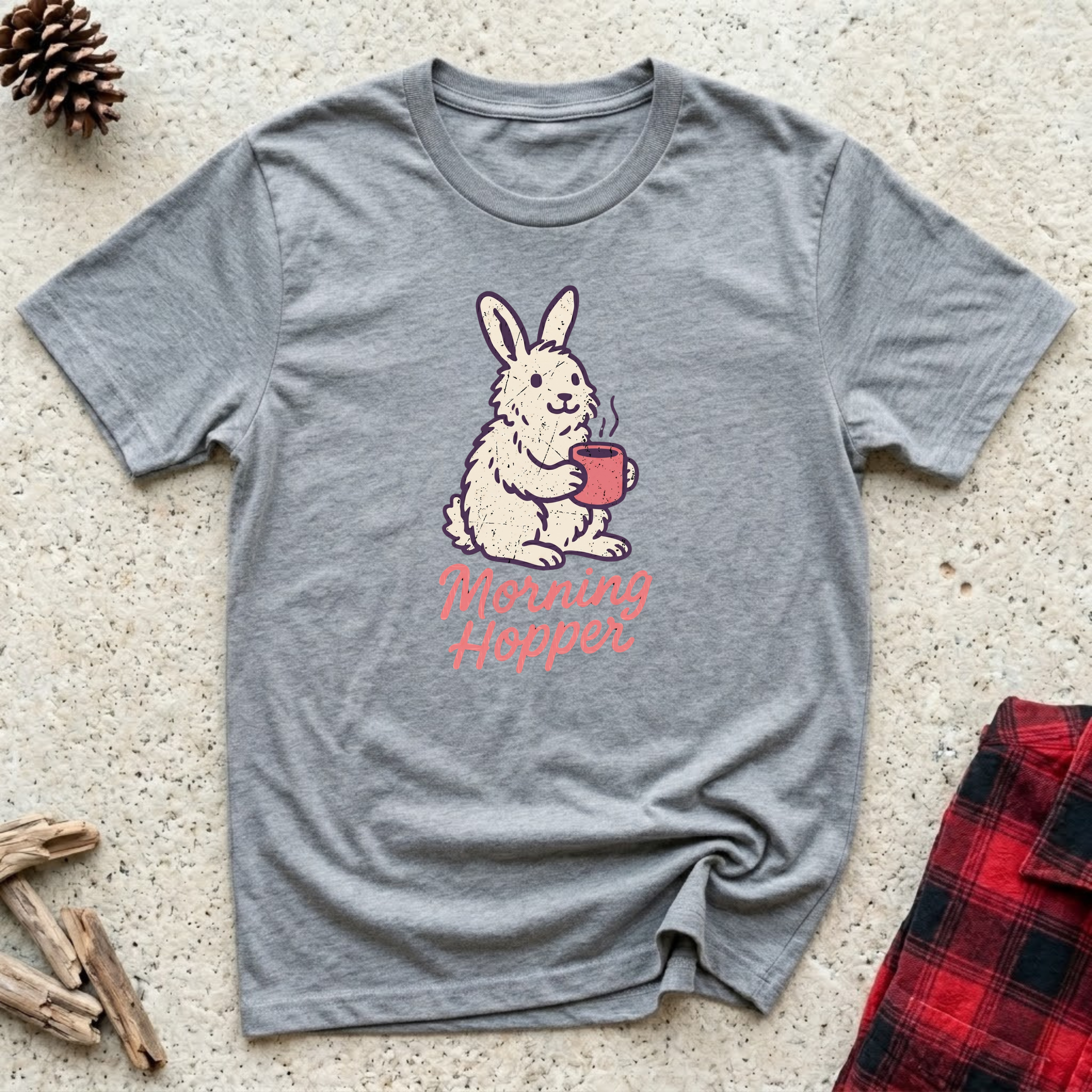 Morning Hopper T-Shirt | Funny Rabbit Coffee Lover Tee | Bunny Owner Gift