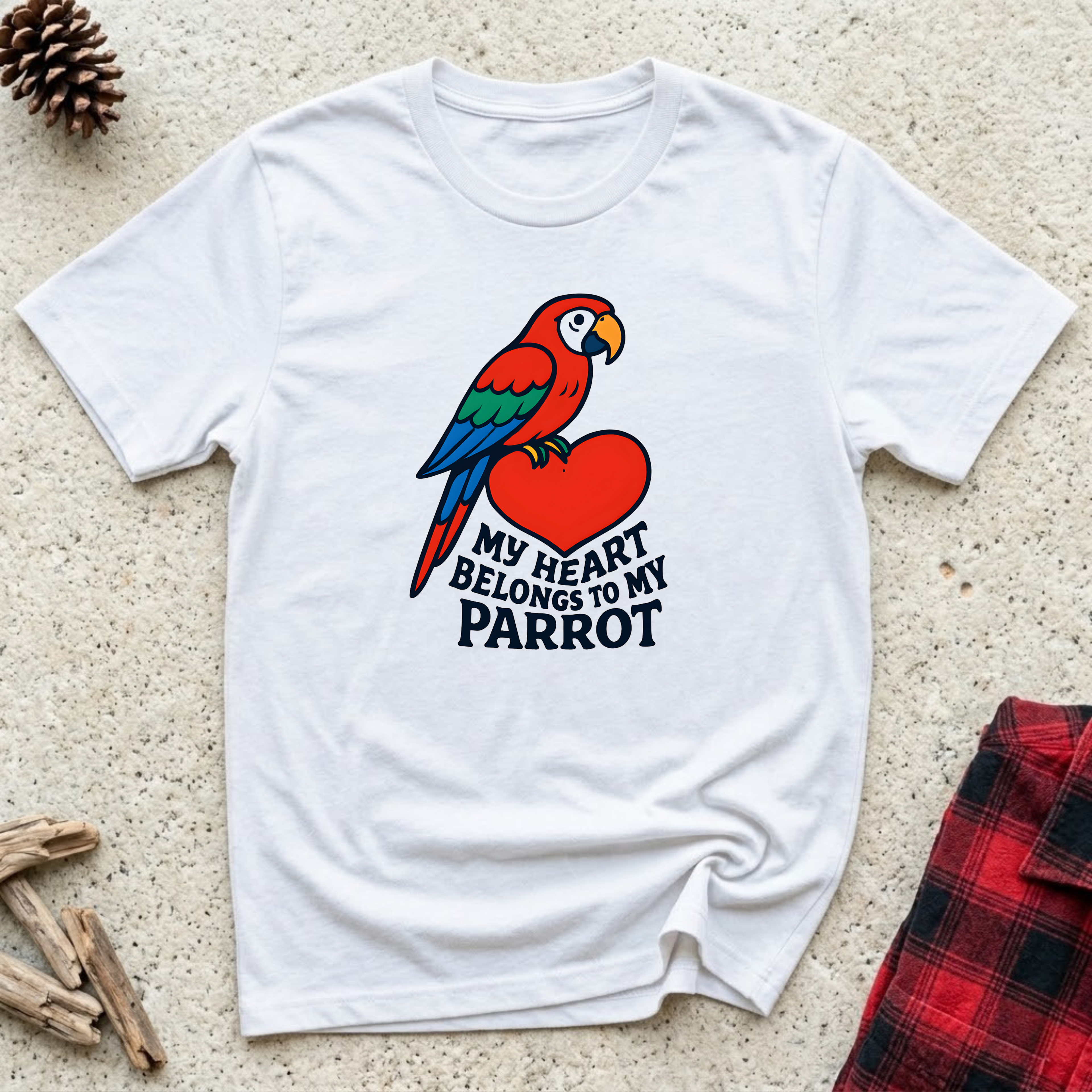 My Heart Belongs to My Parrot T-Shirt | Parrot Lover Tee | Bird Owner Gift