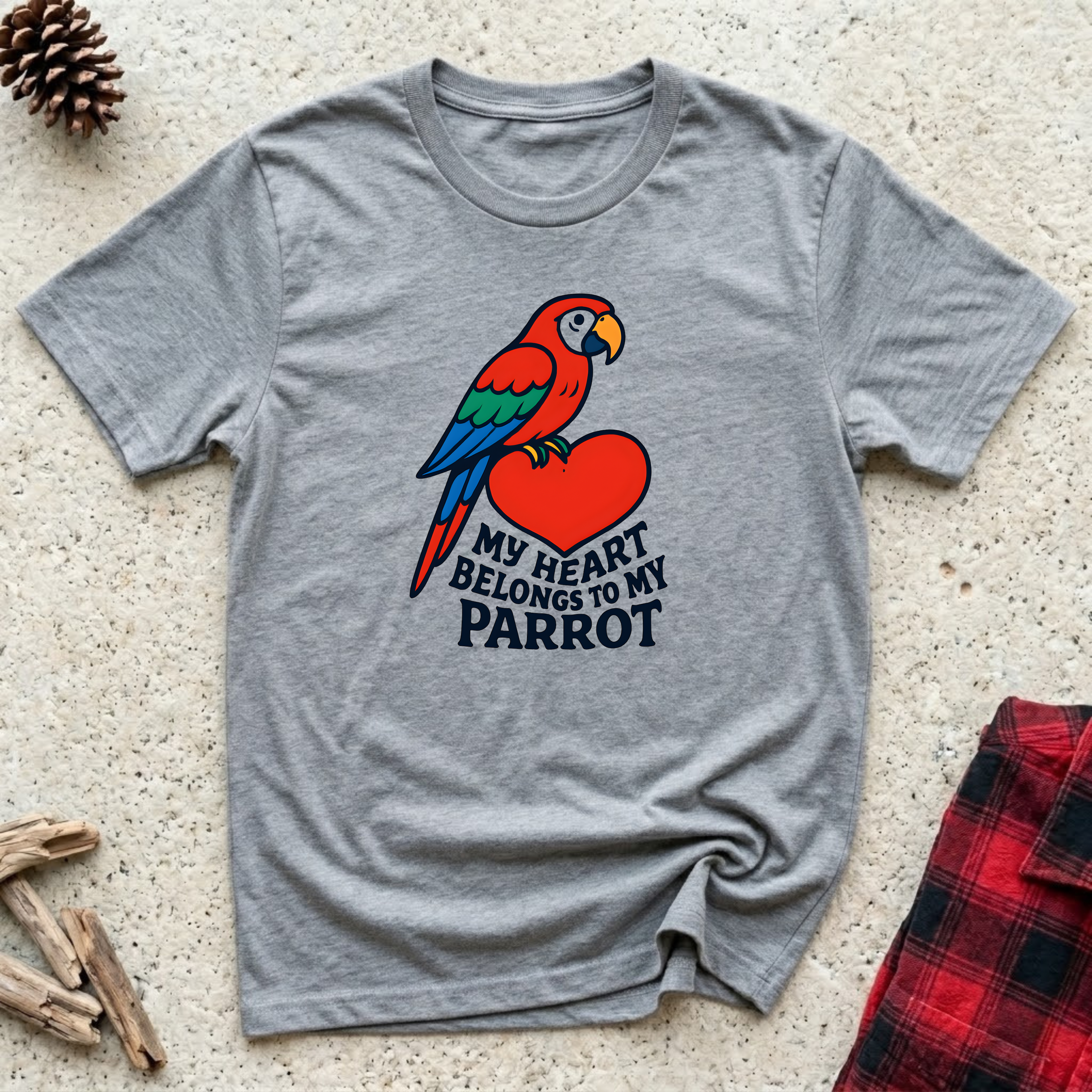 My Heart Belongs to My Parrot T-Shirt | Parrot Lover Tee | Bird Owner Gift