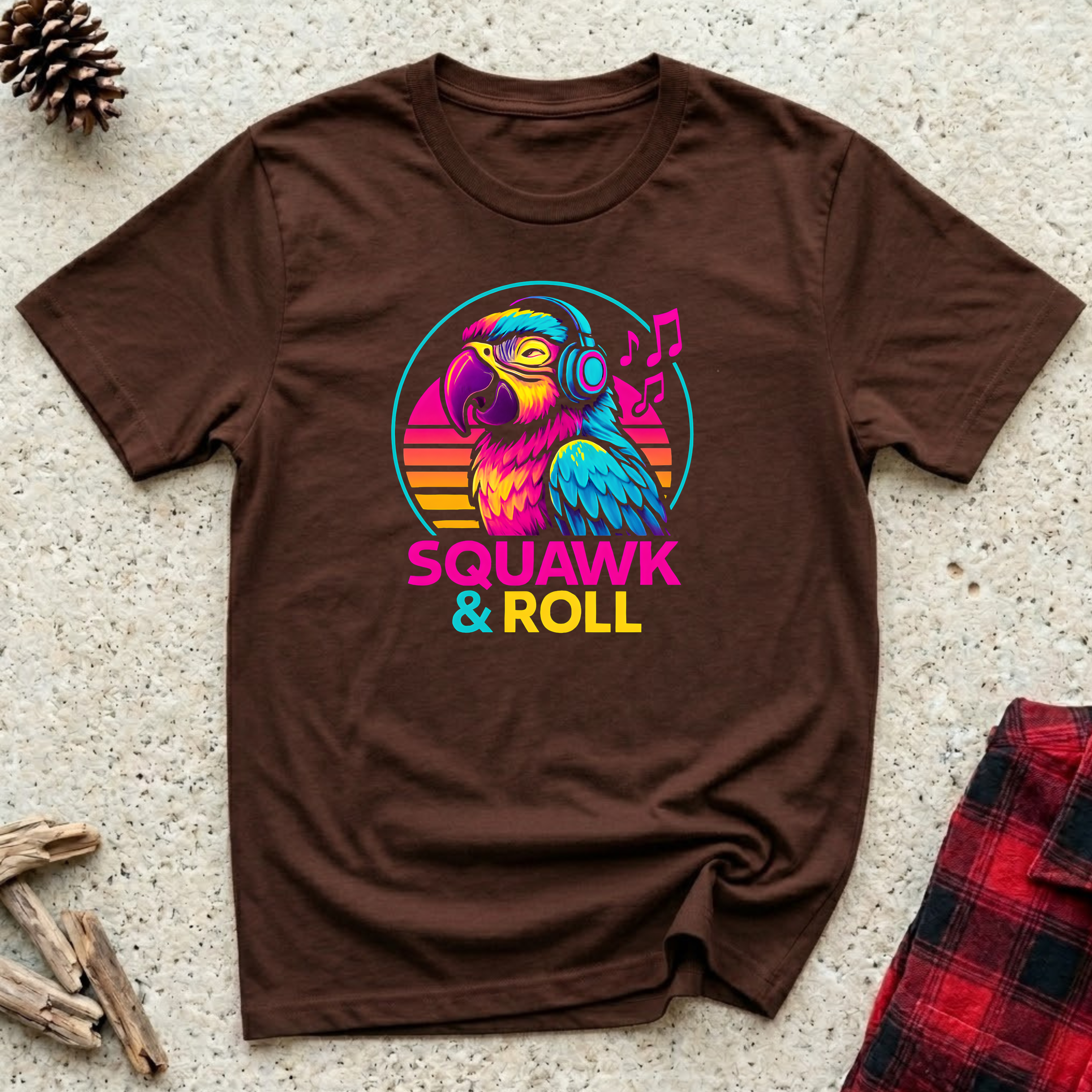 Squawk & Roll T-Shirt | Funny Parrot Music Lover Tee | Bird Owner Gift