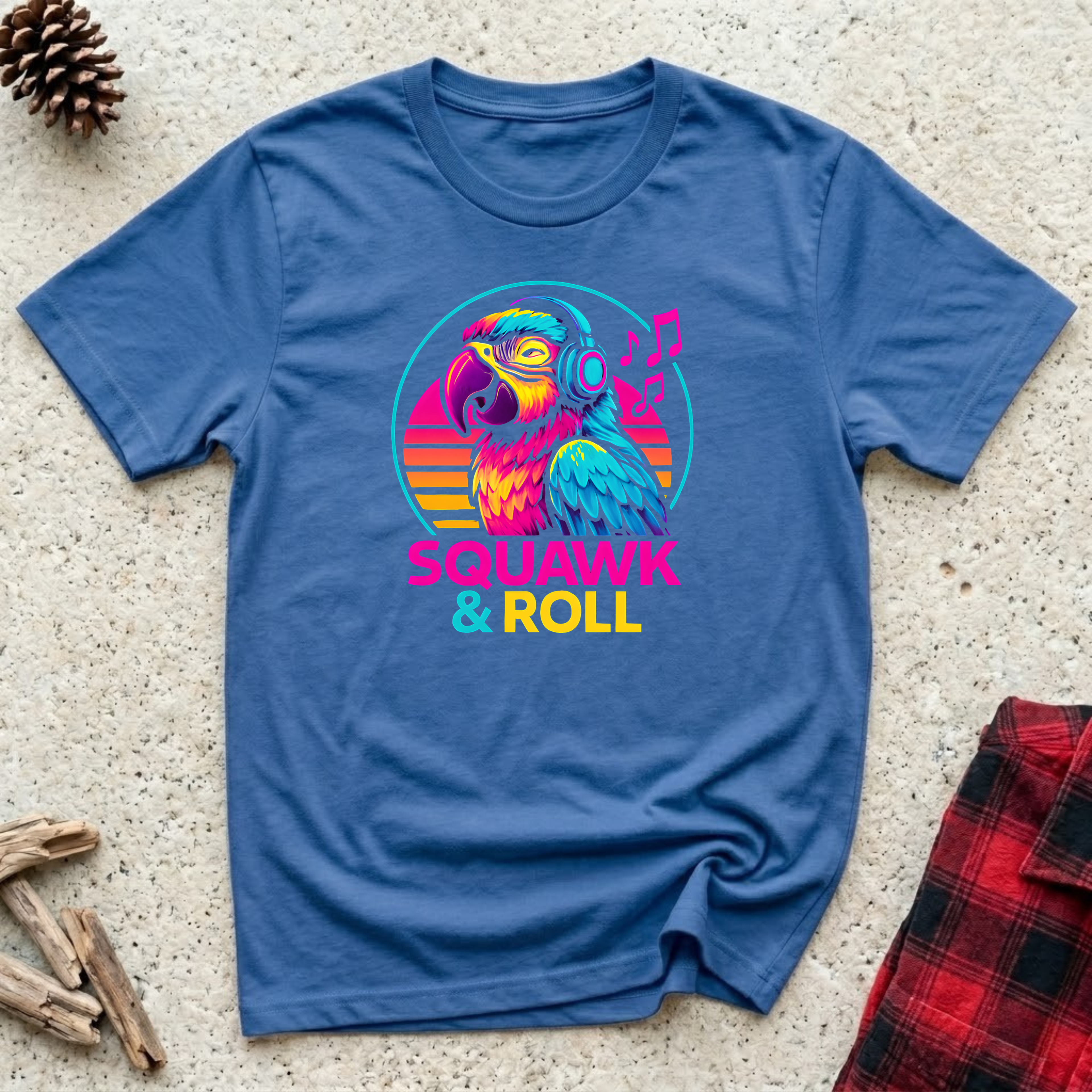 Squawk & Roll T-Shirt | Funny Parrot Music Lover Tee | Bird Owner Gift