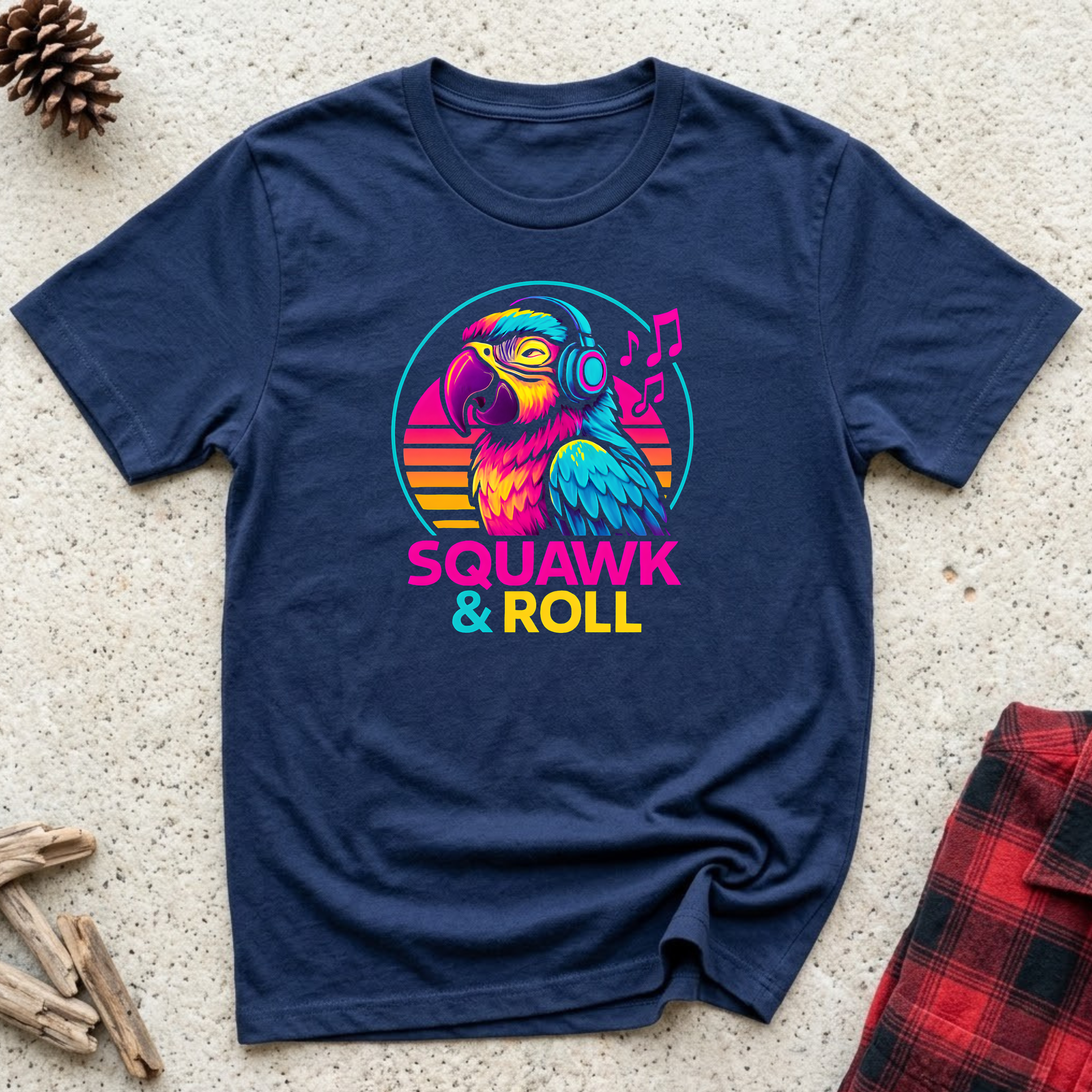 Squawk & Roll T-Shirt | Funny Parrot Music Lover Tee | Bird Owner Gift