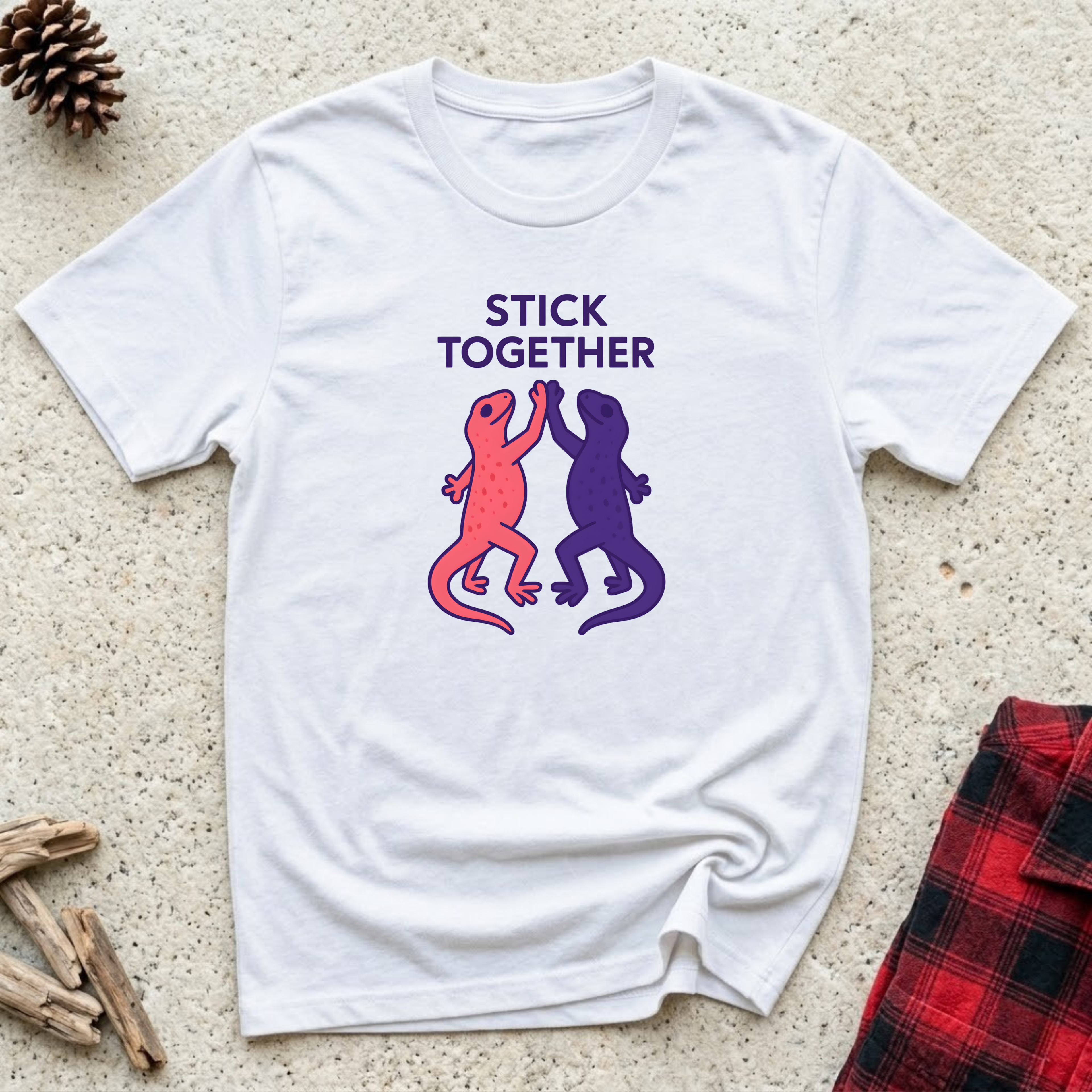 Stick Together Lizard T-Shirt Funny Gecko Lizard Lover Tee | Reptile Owner Gift