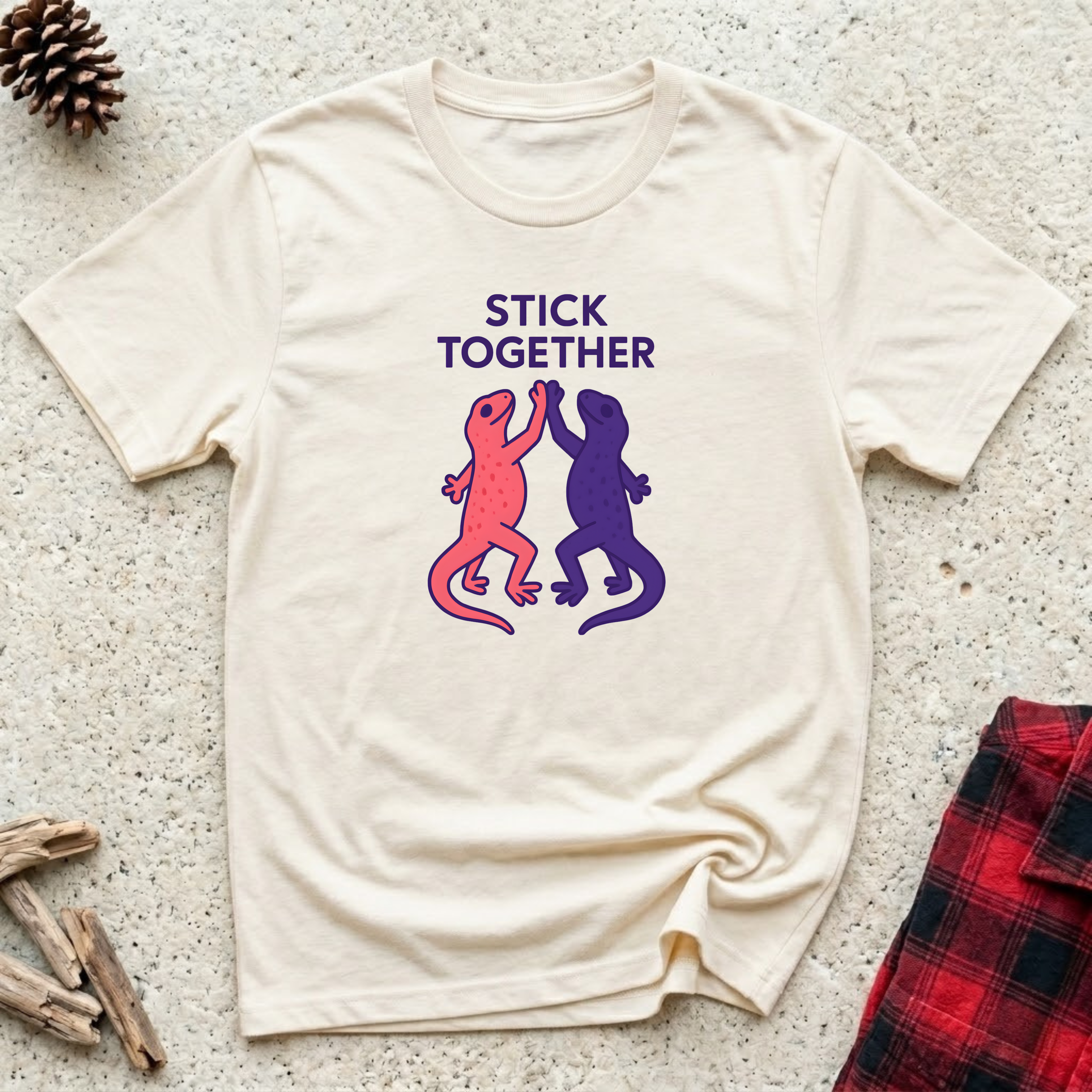 Stick Together Lizard T-Shirt Funny Gecko Lizard Lover Tee | Reptile Owner Gift