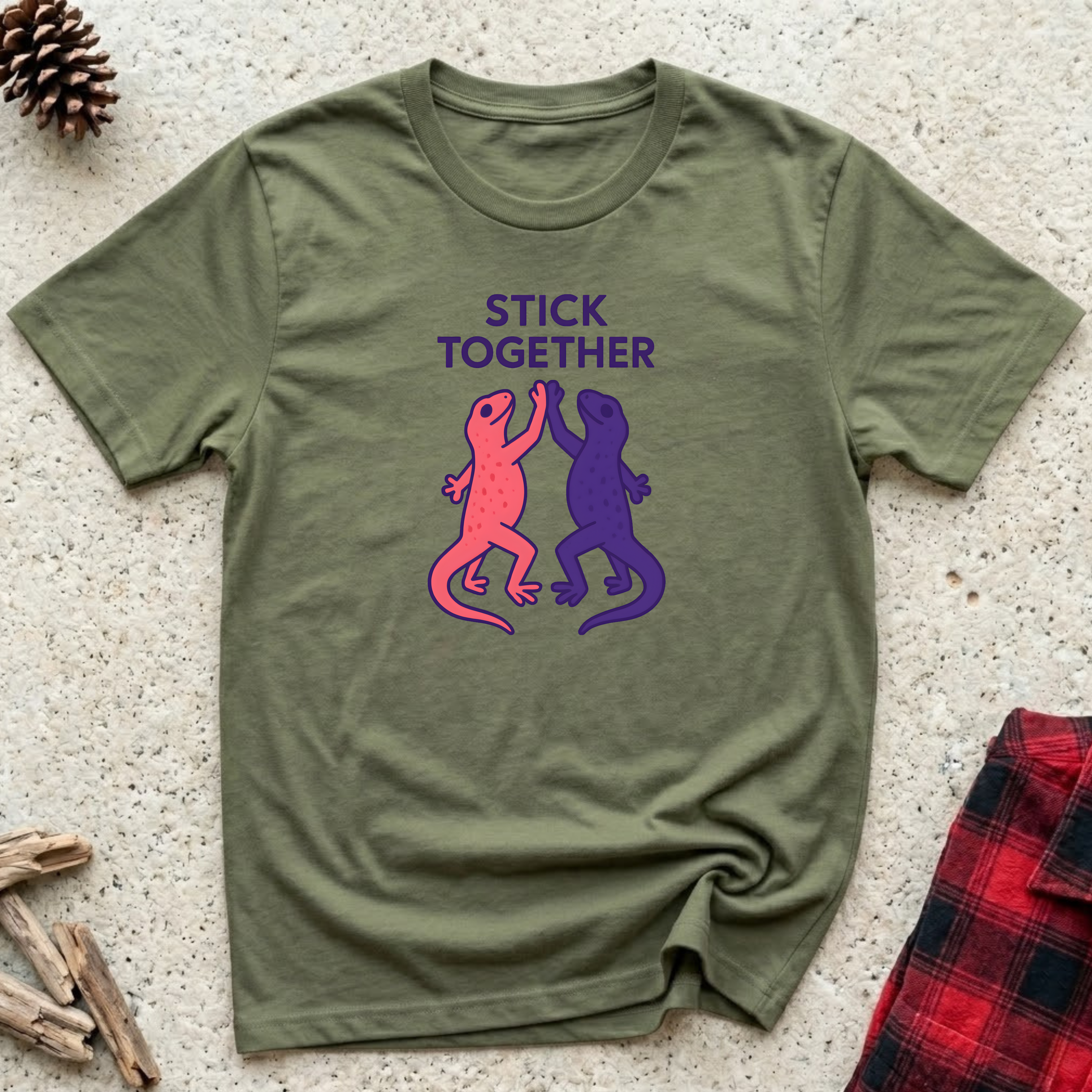 Stick Together Lizard T-Shirt Funny Gecko Lizard Lover Tee | Reptile Owner Gift