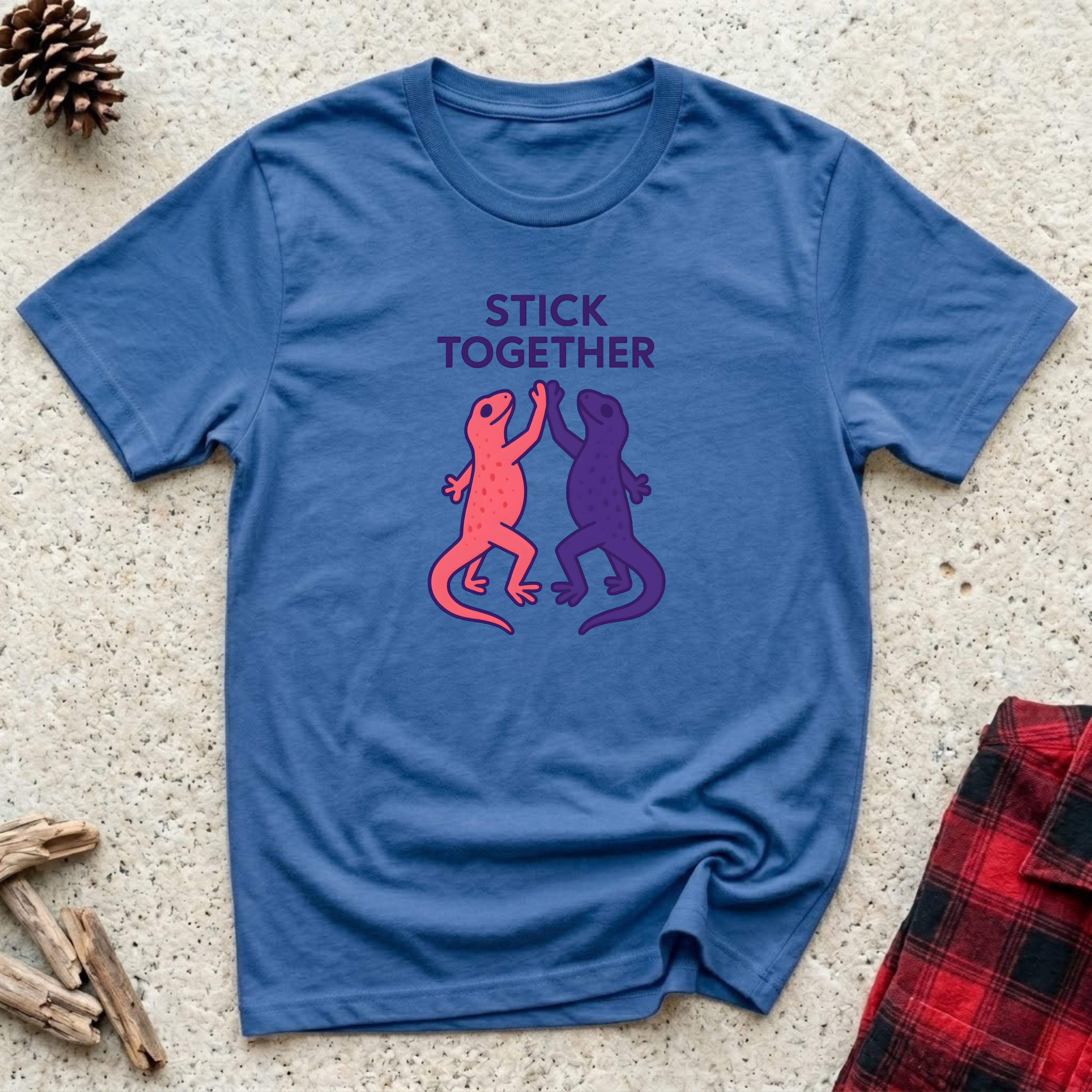 Stick Together Lizard T-Shirt Funny Gecko Lizard Lover Tee | Reptile Owner Gift