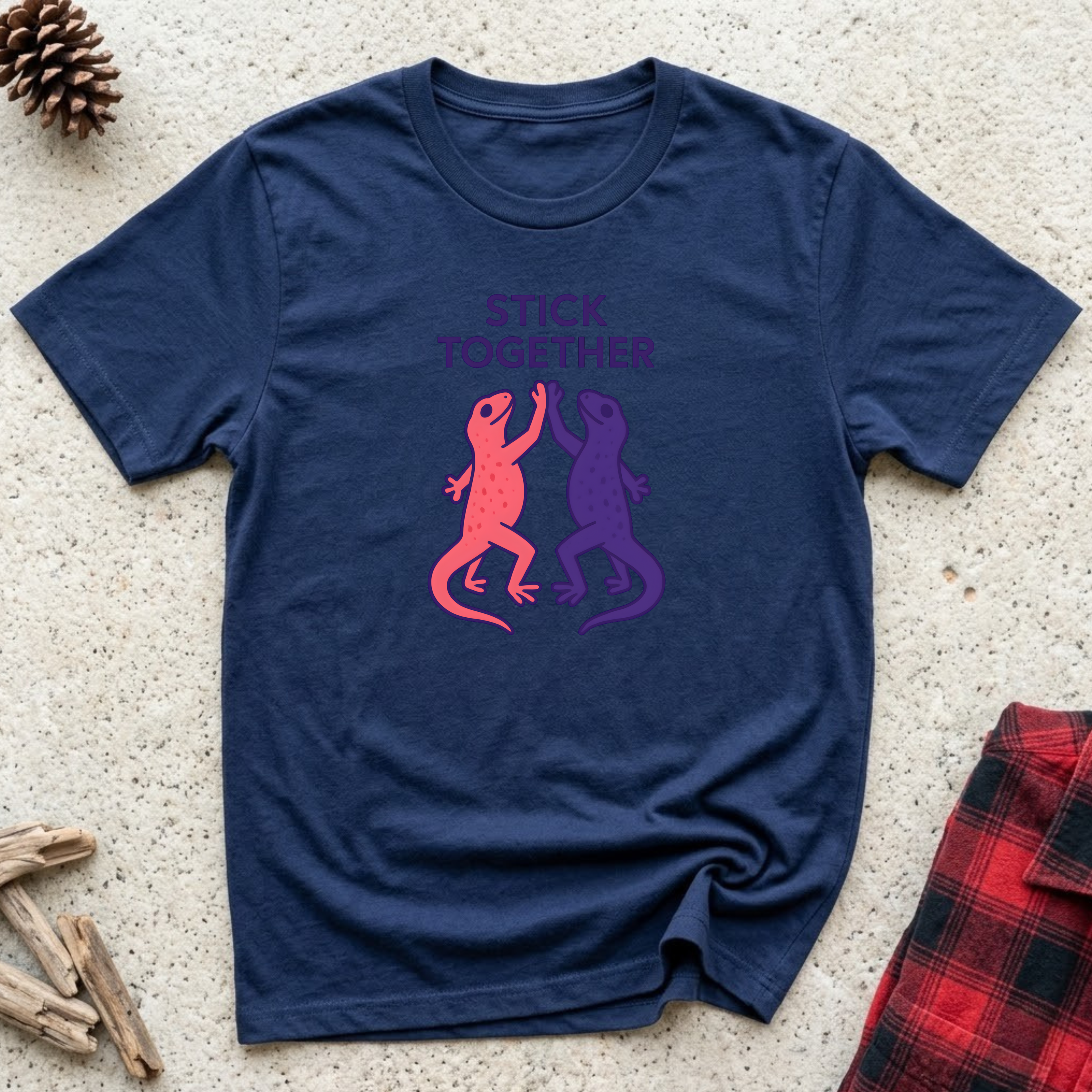 Stick Together Lizard T-Shirt Funny Gecko Lizard Lover Tee | Reptile Owner Gift