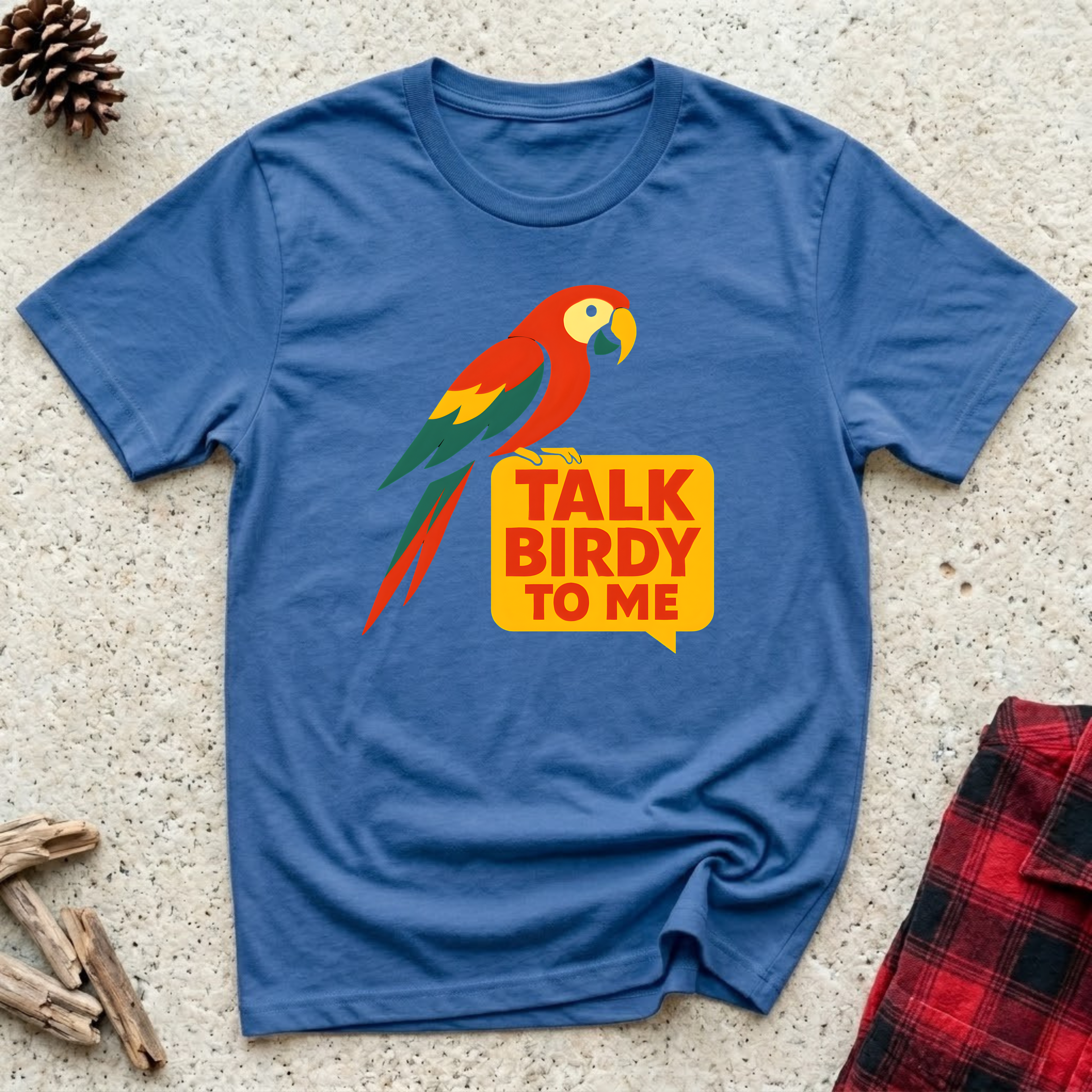 Talk Birdy to Me T-Shirt | Scarlet Macaw Parrot Tee | Funny Bird Lover Gift