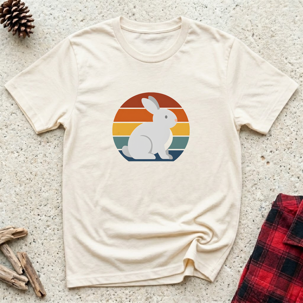 Retro Sunset Bunny T-Shirt Cute Bunny Lover Tee | Rabbit Mom Dad Gift