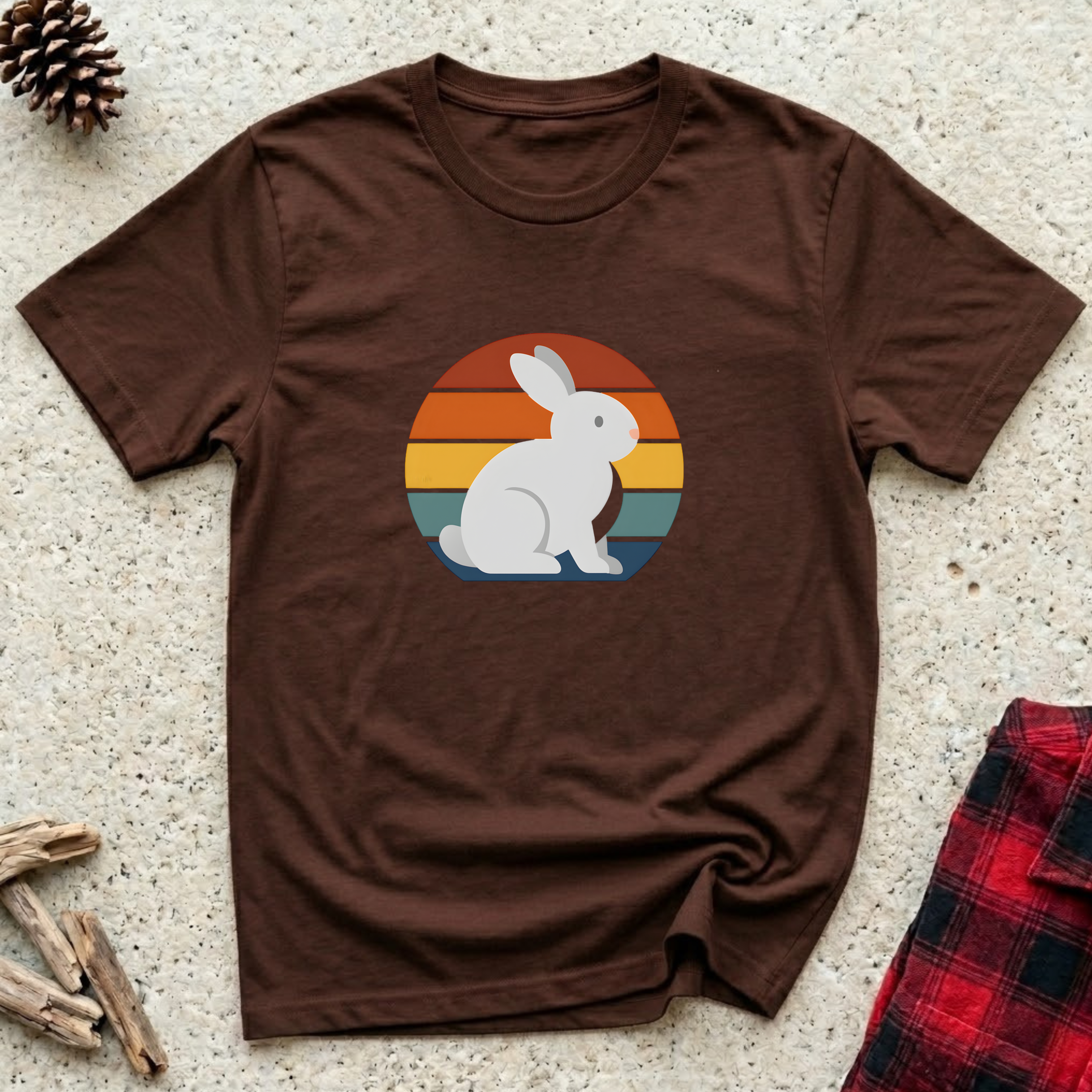 Retro Sunset Bunny T-Shirt Cute Bunny Lover Tee | Rabbit Mom Dad Gift