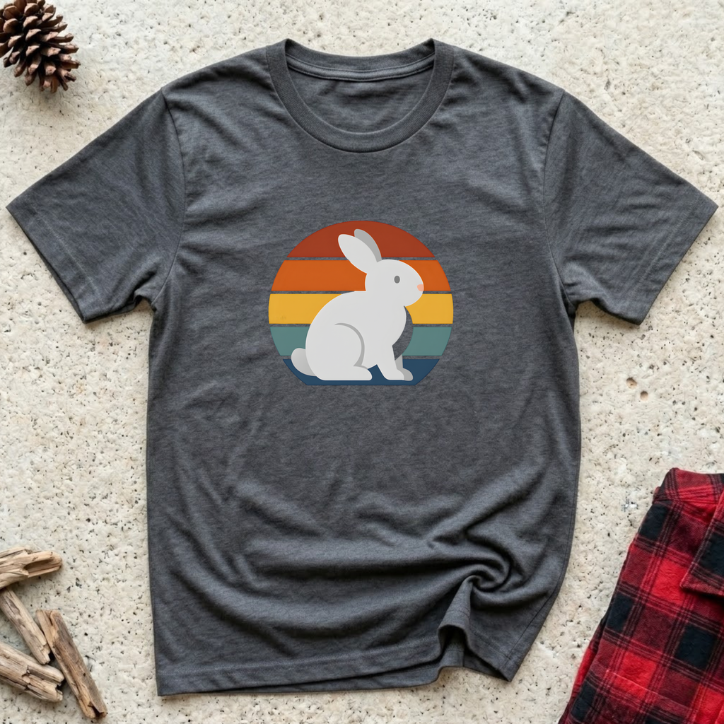 Retro Sunset Bunny T-Shirt Cute Bunny Lover Tee | Rabbit Mom Dad Gift