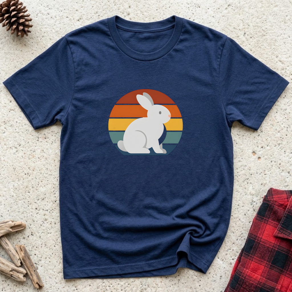 Retro Sunset Bunny T-Shirt Cute Bunny Lover Tee | Rabbit Mom Dad Gift