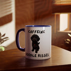 Caffeine & Doodle Kisses Mug — 11oz Accent Coffee Cup with Black Doodle Design