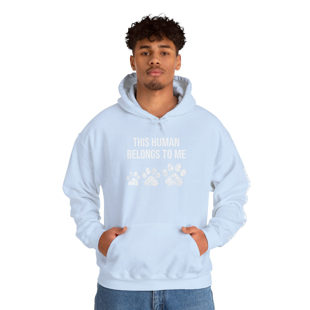 This Human Belongs To Me Hoodie | Funny Pet Lover Sweatshirt | Dog Mom Cat Mom Gift