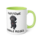 Caffeine & Doodle Kisses Mug — 11oz Accent Coffee Cup with Black Doodle Design