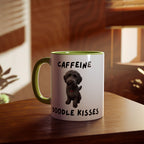 Caffeine & Doodle Kisses Mug — 11oz Accent Coffee Cup with Gray Doodle Design