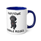 Caffeine & Doodle Kisses Mug — 11oz Accent Coffee Cup with Black Doodle Design