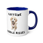 Caffeine & Doodle Kisses Mug — 11oz Accent Coffee Cup with Cream & White Doodle Design