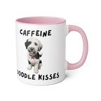 Caffeine & Doodle Kisses Mug — 11oz Accent Coffee Cup with Brown & White Doodle Design
