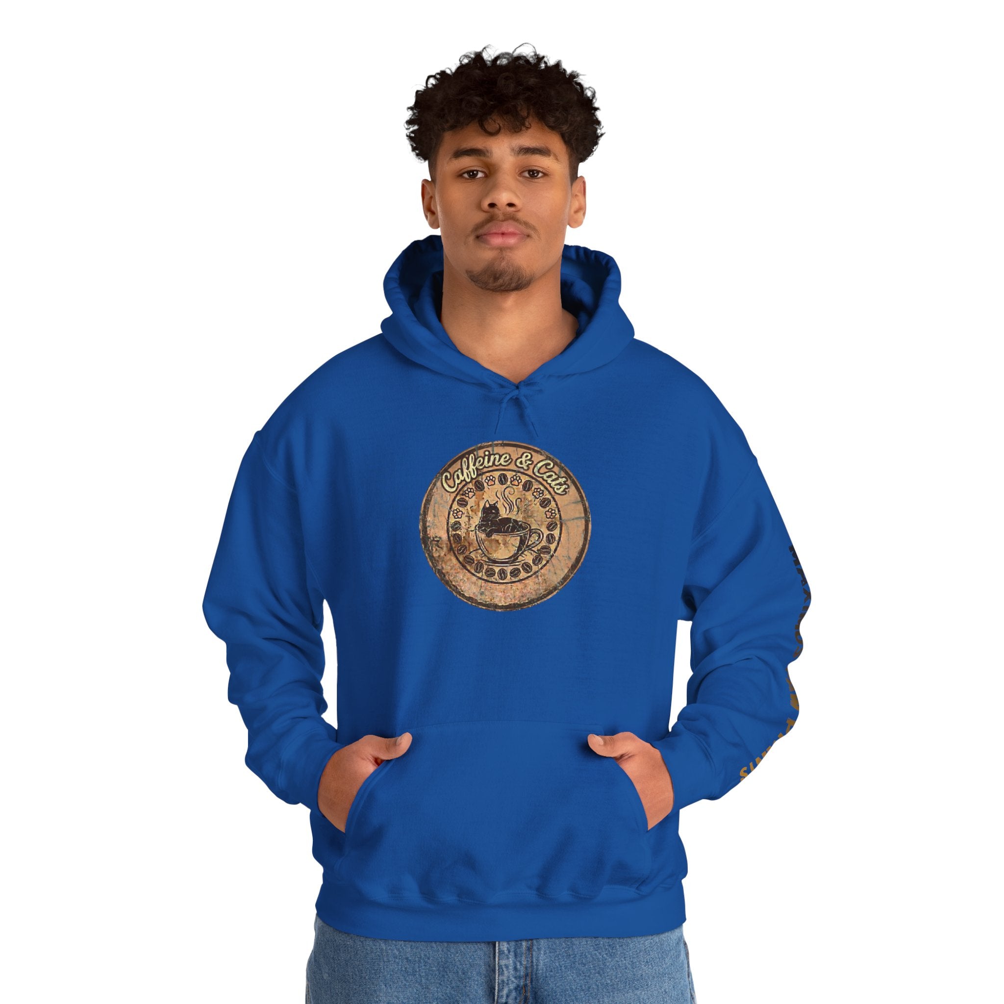 Caffeine & Cats Hoodie | Funny Cat Lover Sweatshirt | Cat Mom Coffee Gift