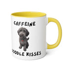 Caffeine & Doodle Kisses Mug — 11oz Accent Coffee Cup with Gray Doodle Design