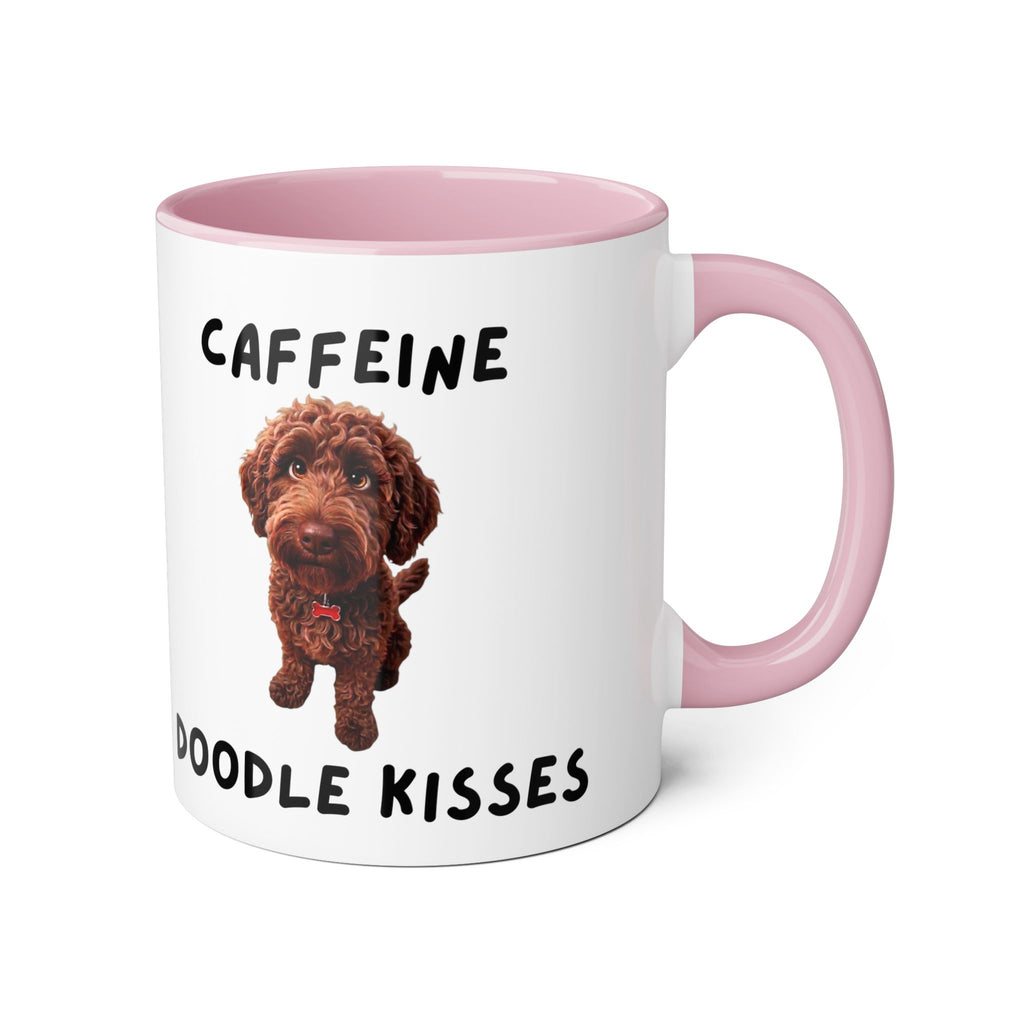 Caffeine & Doodle Kisses Mug — 11oz Accent Coffee Cup with Chocolate Doodle Design