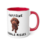 Caffeine & Doodle Kisses Mug — 11oz Accent Coffee Cup with Chocolate Doodle Design