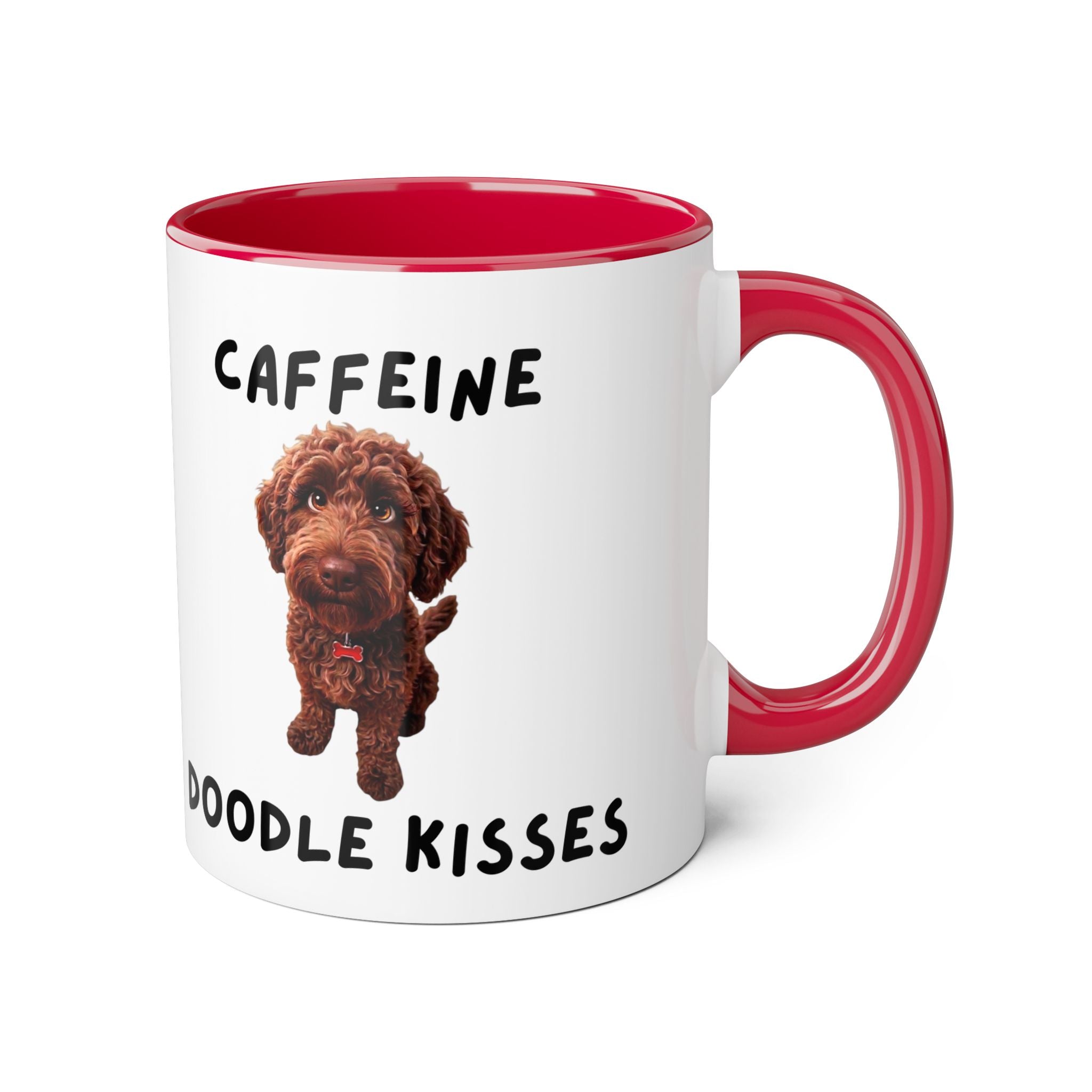 Caffeine & Doodle Kisses Mug — 11oz Accent Coffee Cup with Chocolate Doodle Design