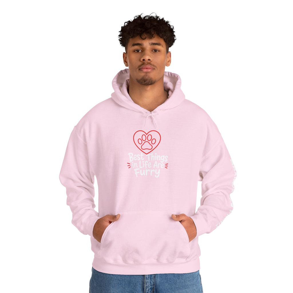 Best Things in Life Are Furry Hoodie | Funny Pet Lover Sweatshirt | Dog Mom Cat Mom Gift