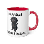 Caffeine & Doodle Kisses Mug — 11oz Accent Coffee Cup with Black Doodle Design
