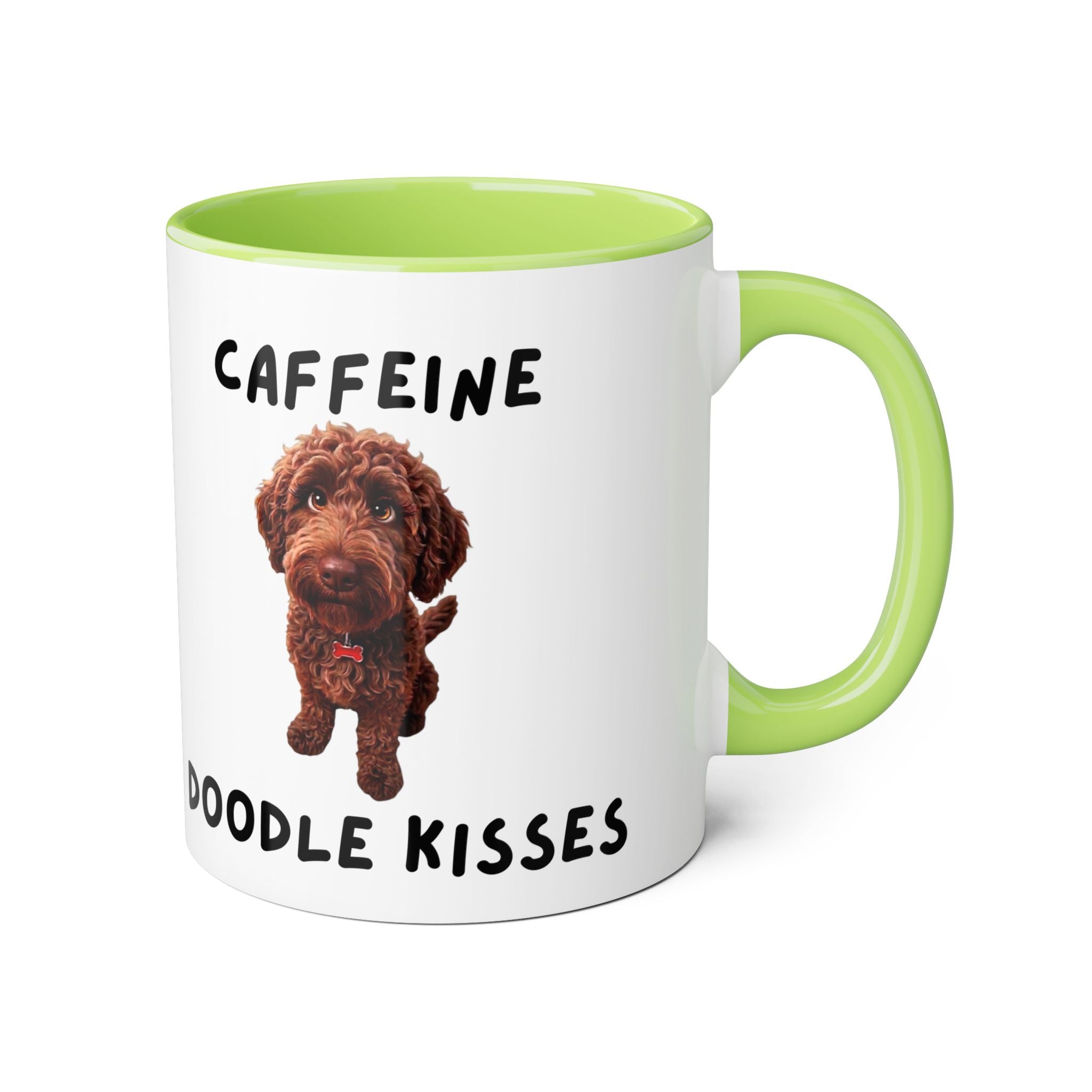 Caffeine & Doodle Kisses Mug — 11oz Accent Coffee Cup with Chocolate Doodle Design